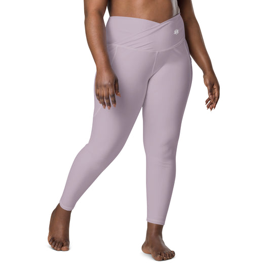 Y4L Rose Pink Crossover Leggings with Pockets