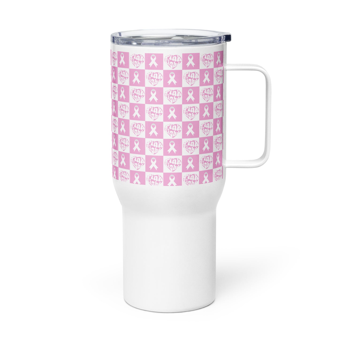 Pink Fight Travel Mug with Handle