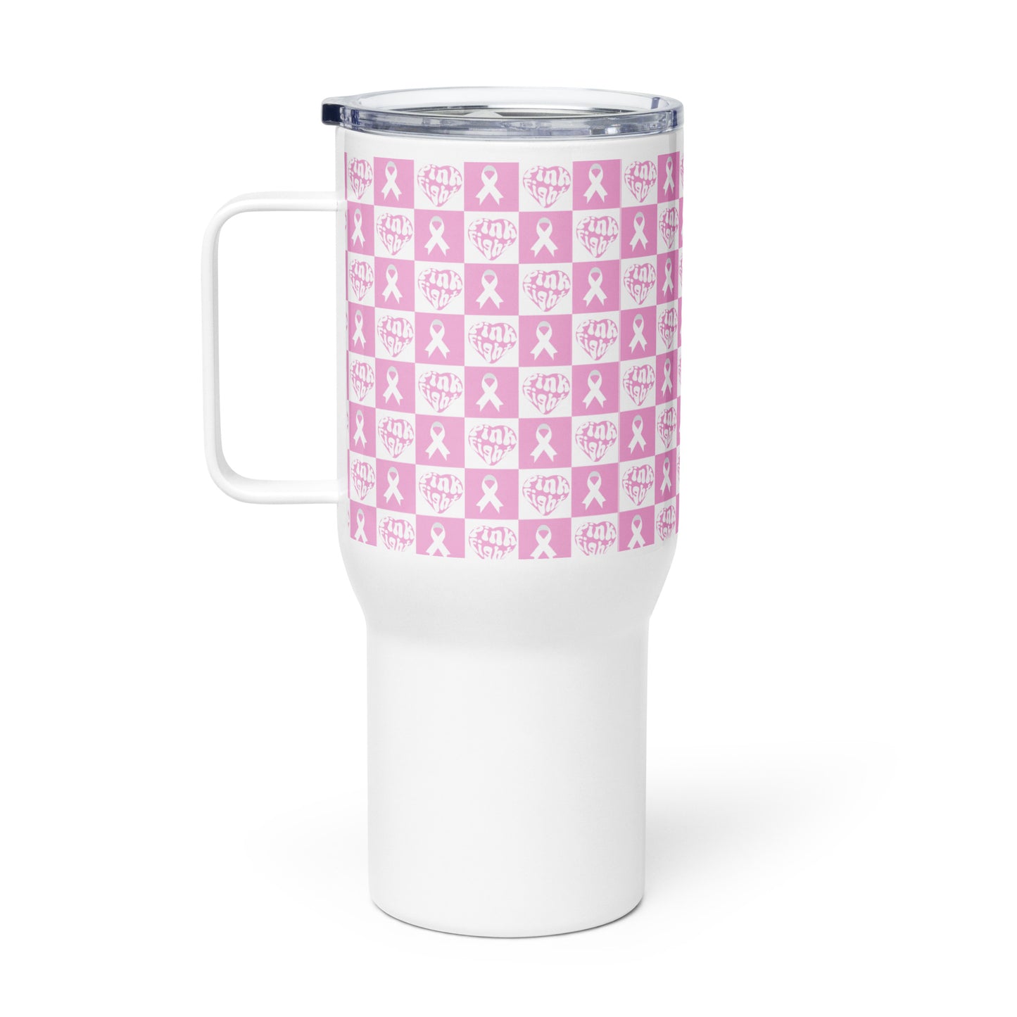 Pink Fight Travel Mug with Handle